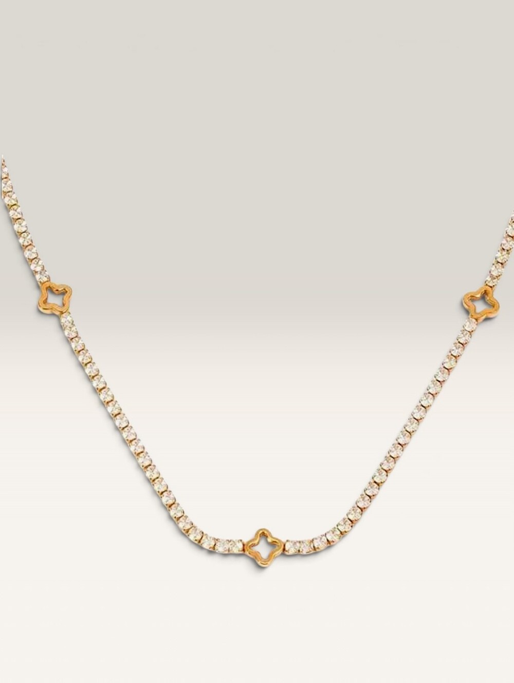 Minimalist Zorconia Necklace with Petite Highly Polished Clovers NWOT